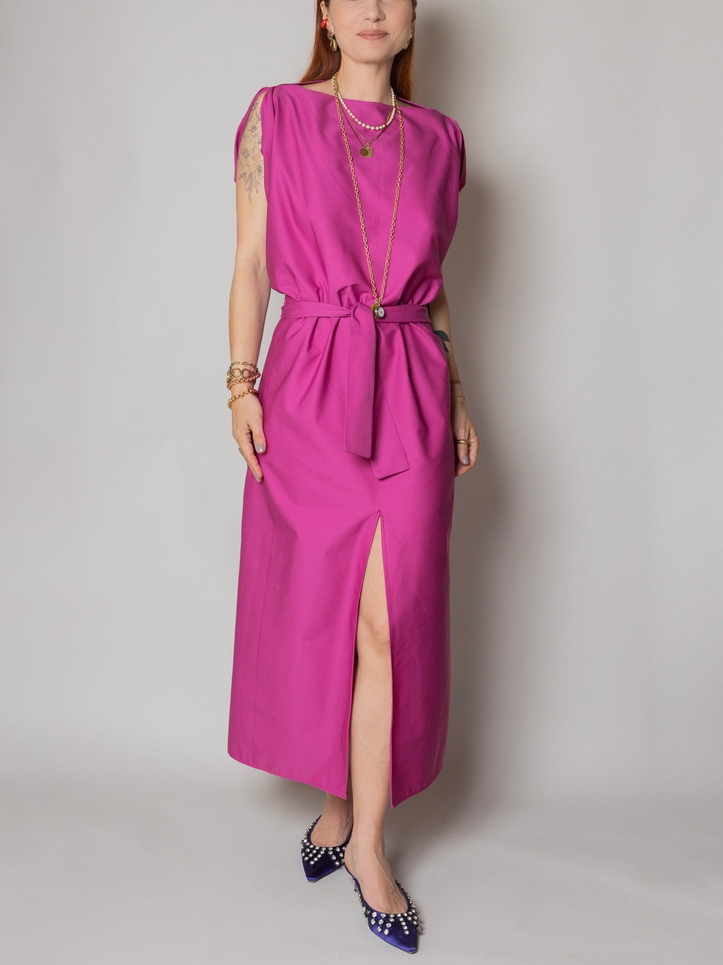 Abito Tunica Alma Cherry in cotone strutturato