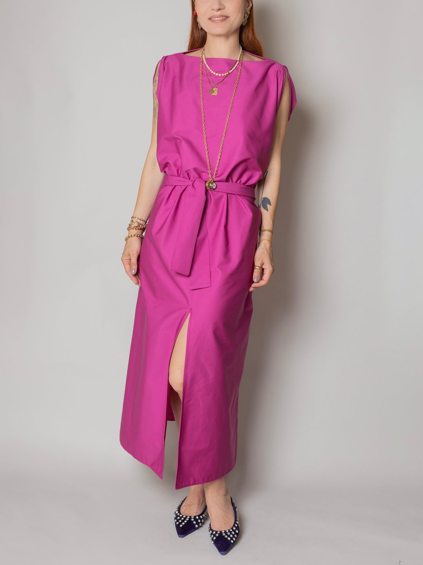 Abito Tunica Alma Cherry in cotone strutturato