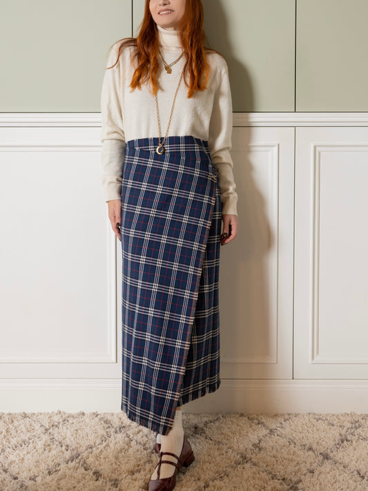 Maxi Gonna tartan bluette